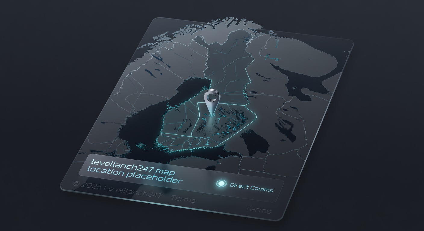 Stylized dark mode map showing location pin in Finland